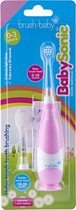Brush-Baby | BabySonic | Electrische Baby Tandenborstel (0 - 3 jaar) | Lichtgevend | Timer & Pulse | Zuignapvoet | Roze | Incl. 2 opzetborstels en batterij