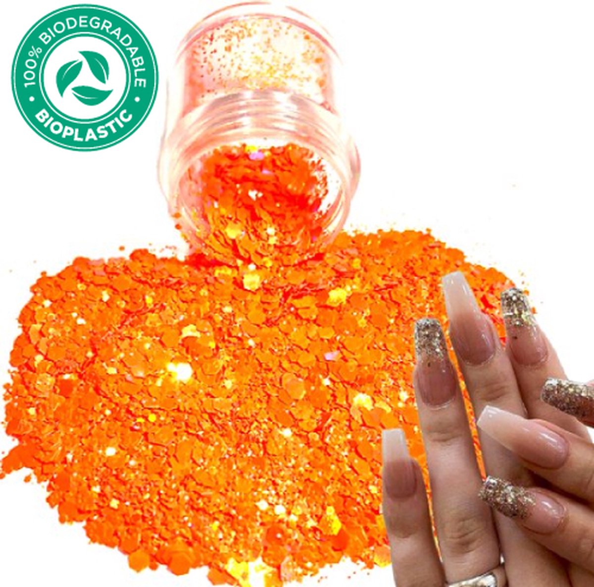 Goedkoopste Chunky Glitters (Oranje) [Volume 8g - Festival Glitter Outfit Nagel Decoratie Versiering - Manicure Kunstnagels Nepnagels Acryl Nagels - Kinderen Volwassenen Dames Glitters]