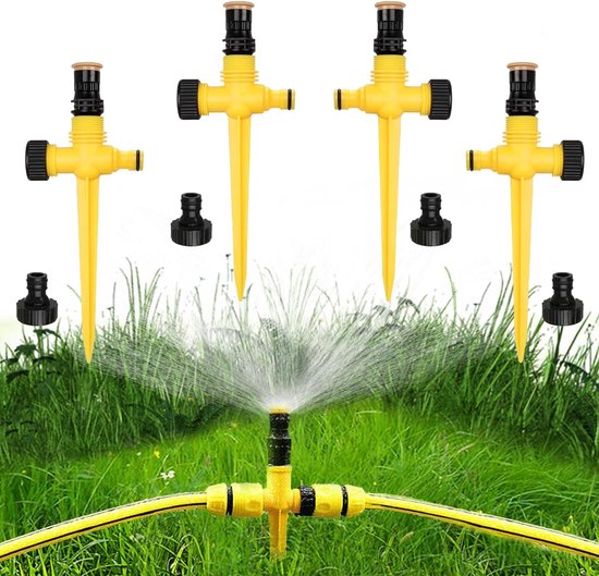 Arroseur De Jardin 360° à Trépied – Hauteur Réglable 64-94 Cm, Rayon 6-12 M, Acier Inoxydable Et ABS