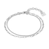 Twice As Nice Armband in zilver, dubbele ketting 16 cm+3 cm