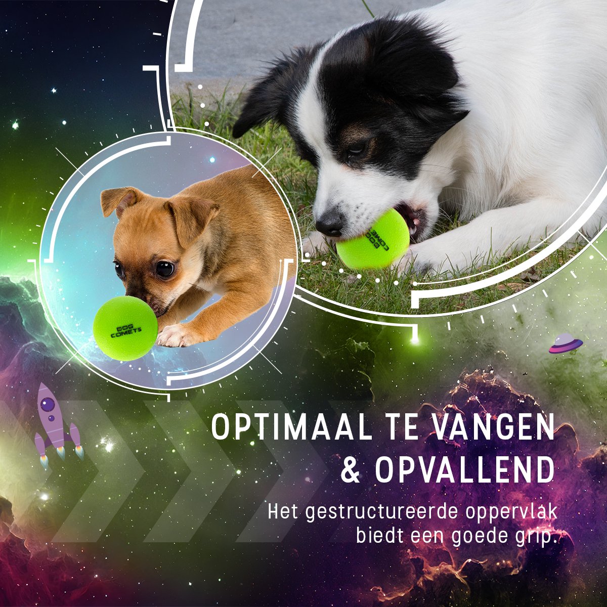Dog Comets Ball Stardust Ø6 cm - Hondenspeelgoed - Hondenbal - Natuurlijk rubber - 1 stuk - Groen thumbnail 3