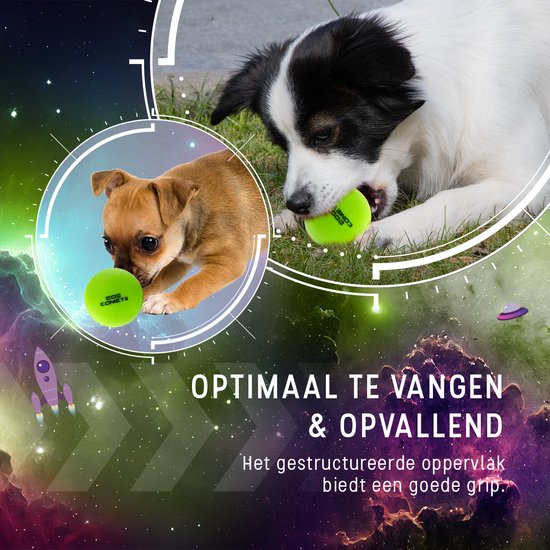 Jouet pour chien Dog Comets Ball Stardust - Jouet pour chien durable - Balle pour chien robuste - Balle en caoutchouc - Convient aux chiens - Vert - Diamètre 6