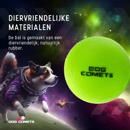 Jouet pour chien Dog Comets Ball Stardust - Jouet pour chien durable - Balle pour chien robuste - Balle en caoutchouc - Convient aux chiens - Vert - Diamètre 6