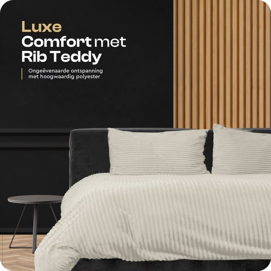 Sleeptime Teddy Rib Dekbedovertrek - 200X200/220 + 2 x kussenslopen 60x70 - Creme — afbeelding 2