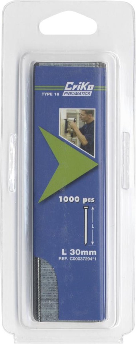 CriKo - Nagel voor tacker - Type 18 - 30 mm - Gegalvaniseerd - 1000 stuks