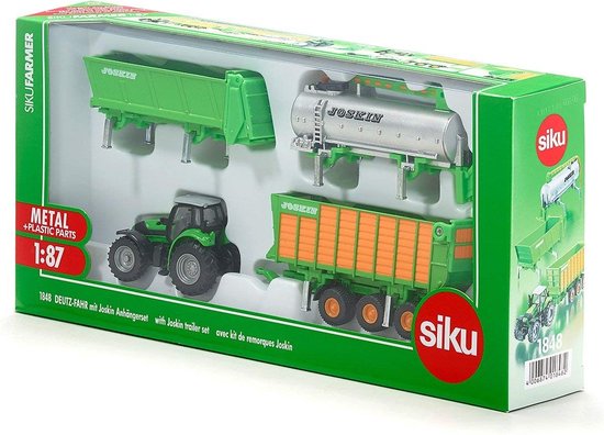 SIKU 1848, DEUTZ Agrotron X720 tractor met Joskin-cargo hangerset, schaal 1:87, metaal/kunststof
