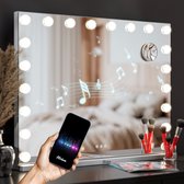 Mirlux Hollywood Make Up Spiegel LED Verlichting - Bluetooth Speakers - 10x Zoom - Ophangbaar - Wit - 80x60cm