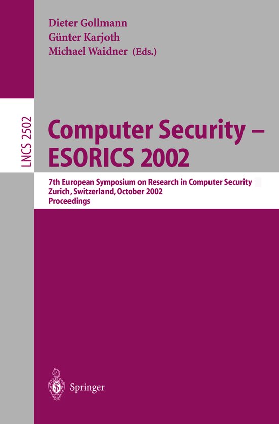 Computer Security -- ESORICS 2002 - cover