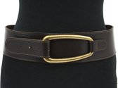 Thimbly Belts Dames afhangceintuur bruin - dames riem - 7 cm breed - Bruin - Echt Leer - Taille: 95cm - Totale lengte riem: 110cm