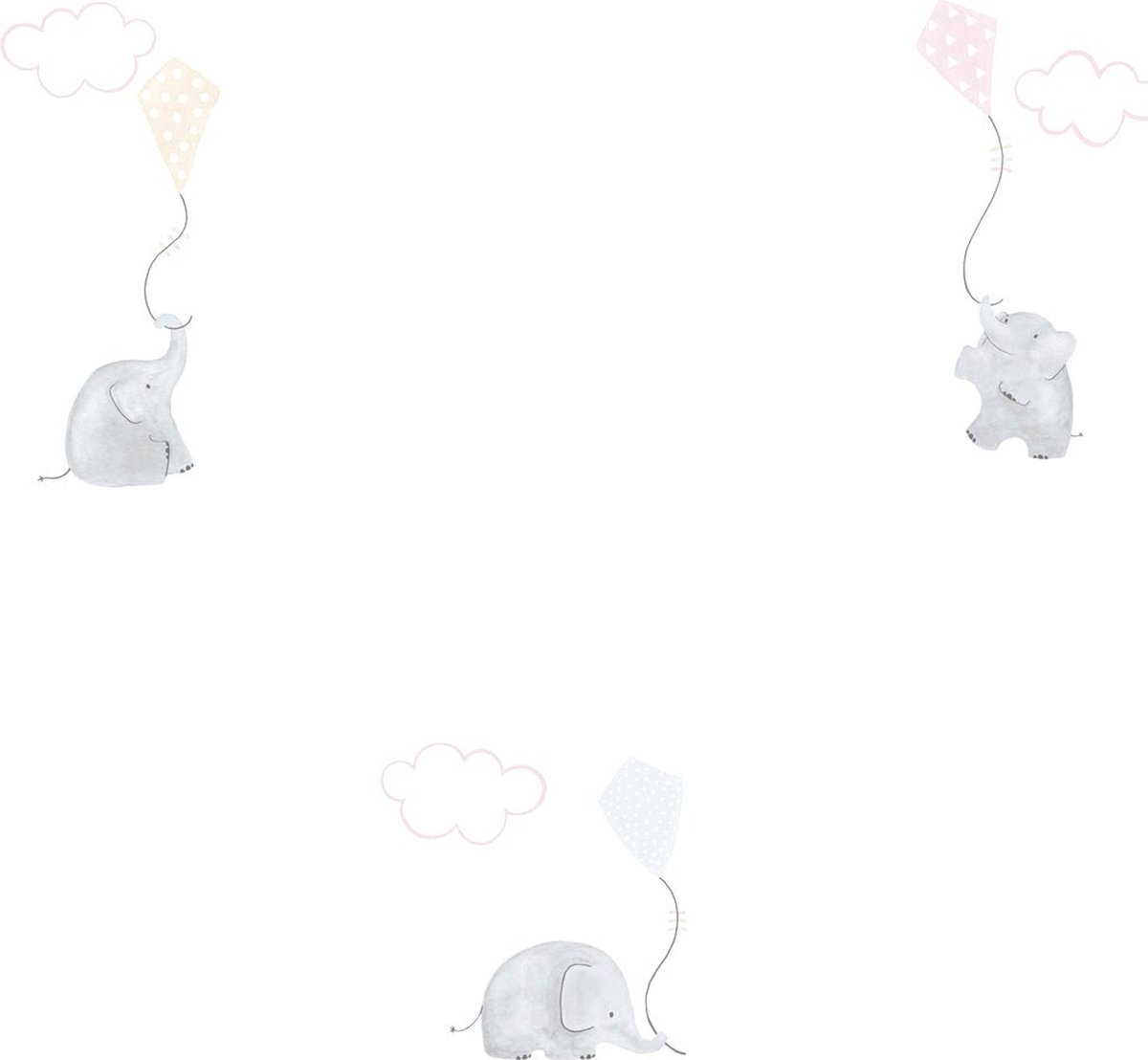 Casadeco My Little World behang olifanten bruin grijs roze