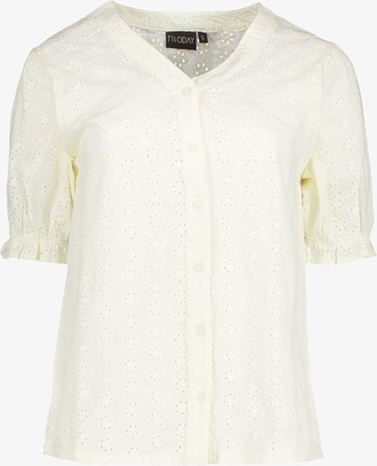 TwoDay dames broderie blouse korte mouwen wit - Maat XL
