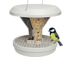 vogelvoederhuisje Davos SMART BIRDS. Voer vogels - geen knaagdieren! Robuust + betrouwbaar op te hangen. Herbruikbaar. 2 voederkamers. Gemaakt in de EU. Lichtgrijs