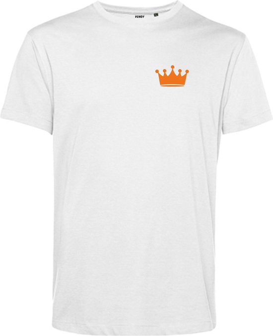 T-shirt Kroontje | Koningsdag kleding | Oranje Shirt | Wit | maat S