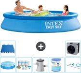 Intex Rond Opblaasbaar Easy Set Zwembad - 305 x 61 cm - Blauw - Inclusief Solarzeil - Onderhoudspakket - Zwembadfilterpomp - Filter - Schoonmaakset - Vloertegels - Warmtepomp