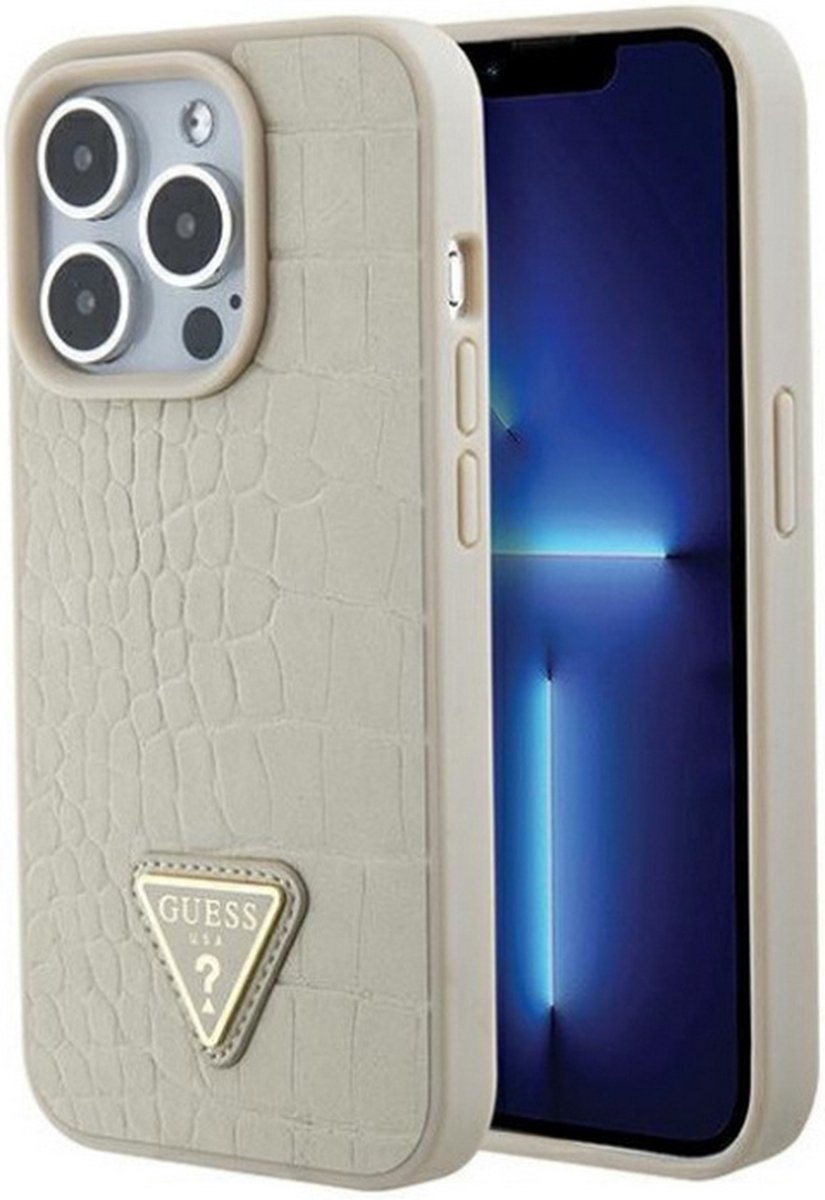 Guess Crocodile Triangle Back Case - Geschikt voor Apple iPhone 15 Pro (6.1") - Goud