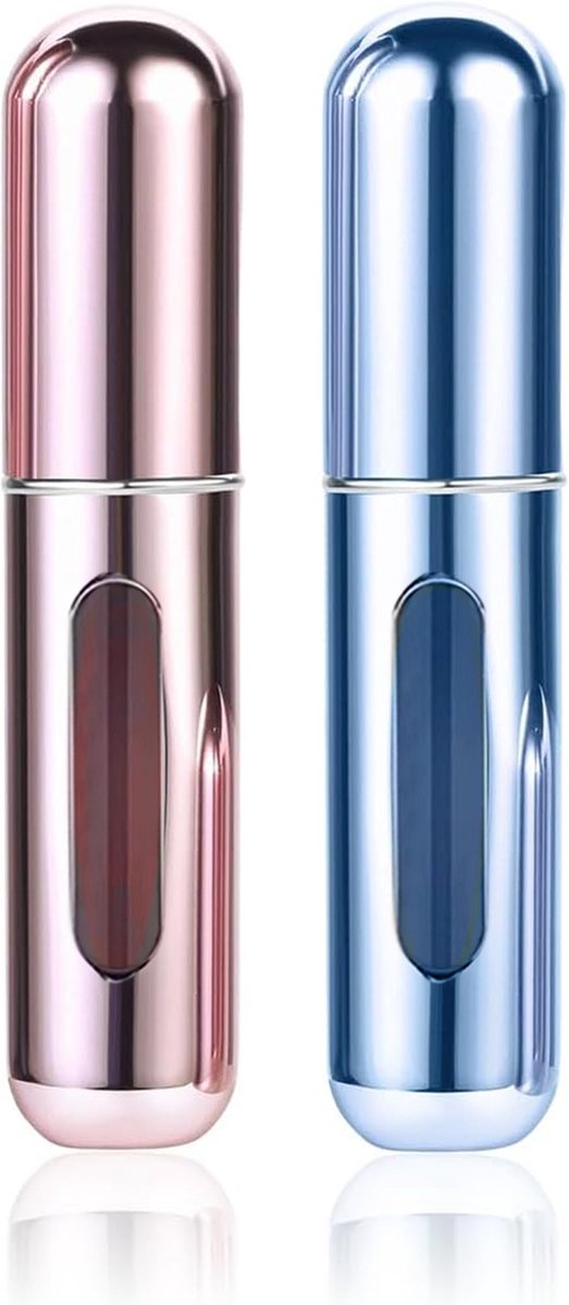 Goedkoopste Scenty® - Parfum Verstuiver Navulbaar - Mini Parfum Flesje - Reisflesje - Lichtroze & Lichtblauw - 2 stuks