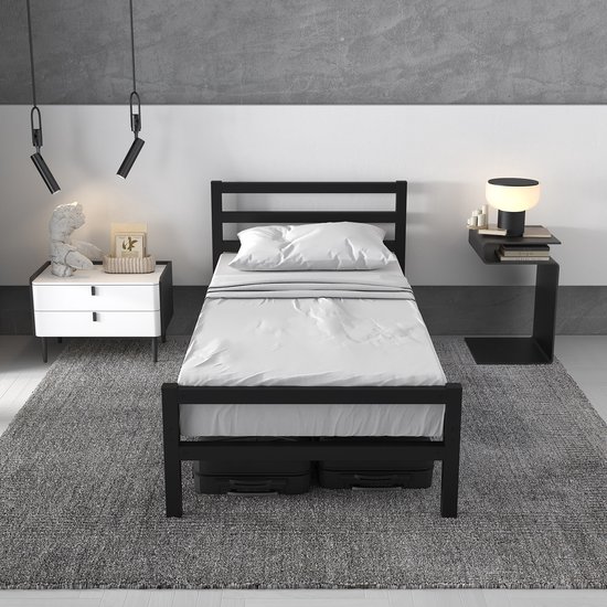 Foto: Airsleeperz heavy duty metalen bedframe job black 90x200 cm 1 persoons binnen 15 minuten te installeren draagkracht 350 kg