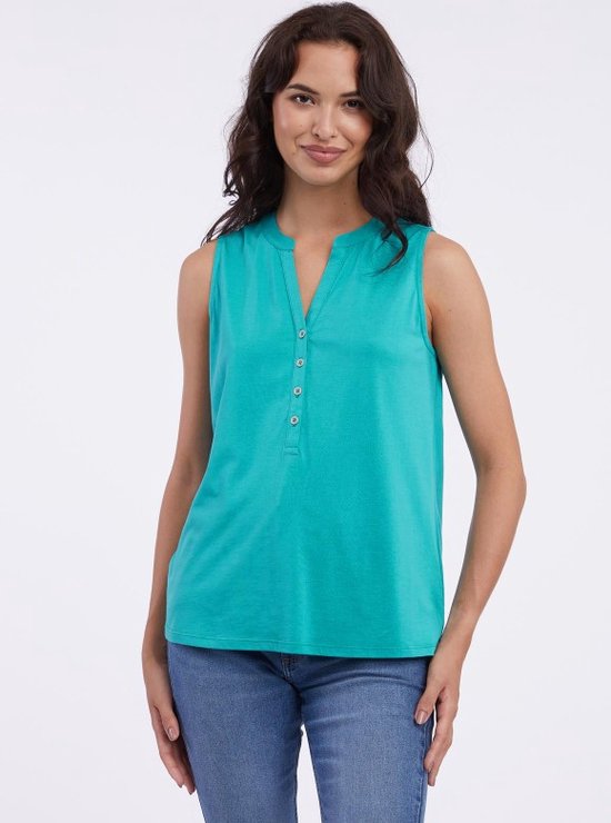 V-hals blouse van viscose met print - Blauw - Maat XL