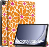 iMoshion Tablet Hoes Geschikt voor Samsung Galaxy Tab A9 Plus - iMoshion Design Trifold Bookcase - Meerkleurig /Orange Flower Connect