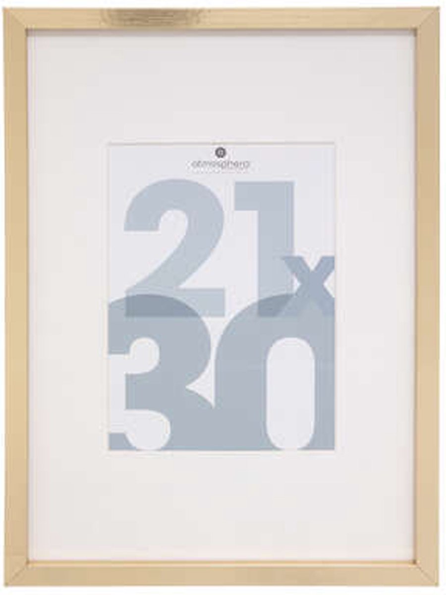 Atmosphera Fotolijstje Manu - met passe partout - voor een foto van 21 x 30 cm - goud - MDF/Glas - Klassieker Goudkleurig