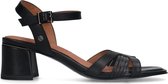 No Stress - Dames - Zwarte leren sandalen met hak - Maat 40