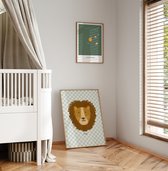 Leeuw Checker Poster - Wallified - Kinderen - Poster - Print - Kinderkamer - Baby - New Born - Peuter - Kleuter - Wall-Art - Woondecoratie - Kunst - Posters