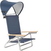 Strandstoel met afneembare zonneklep - Houtlook - met Draaghengsel - Campingstoel - Beach Chair - Opklapbaar - Opvouwbaar - Blauw