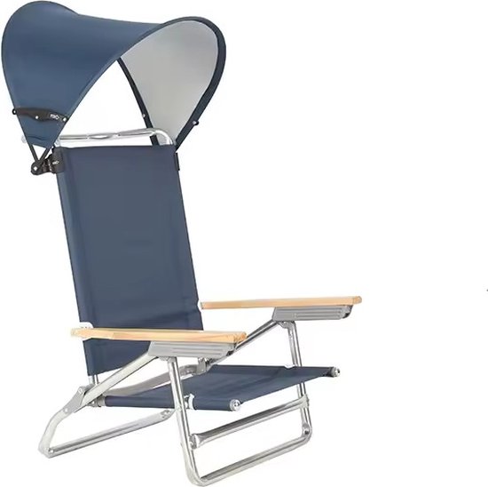 SONGMICS Strandstoel Set Van 2 - Klapstoel Met Verstelbare Rugleuning Tot 180° - Drankhouder & Zijvak - Blauw-wit Gestreept - Draagbaar 3,1 Kg