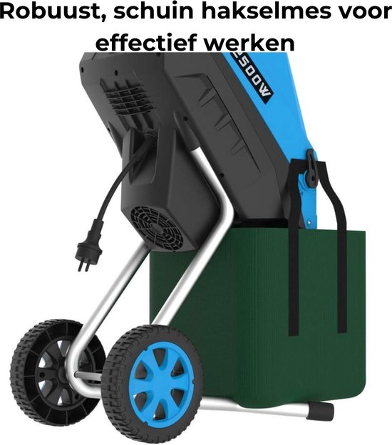 Professionele Hakselaar Versnipperaar - Hakselaar Electrisch 50L - Versnipperaar Hakselaar - 2500W - Max. Ø45mm - Incl. Wielen, Opvangzak, Duurzame Draaimessen - Heggen, Bomen en Haag -Tuinonderhoud van Pro — afbeelding 4