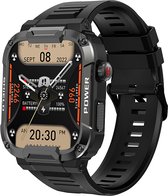 WizBay Premium Select™ Smartwatch 1.85inch HD TFT - Bluetooth Call - AI Voice Assist - Magnetic Laden - Dynamic Hart Monitor - O2 en Bloeddrukmeter - Multiple 100+ Sport Modi - Slaap Monitor - Message - Allu Mat Grijze Case - TPU Zwarte Band