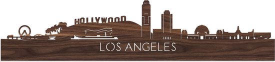 Skyline Los Angeles Notenhout - 80 cm - Woondecoratie - Wanddecoratie - Meer steden beschikbaar - Woonkamer idee - City Art - Steden kunst - Cadeau voor hem - Cadeau voor haar - Jubileum - Trouwerij - WoodWideCities