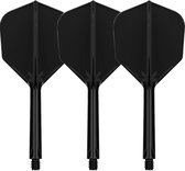 Drie zwarte dartflights van het merk Target, type K-Flex, vorm NO6.