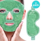 ZENLIVV Ijsmasker - ice mask - oogmasker koud - oogmasker wallen - tegen wallen en donkere kringen - ice roller - gelmasker - gezichtsmasker - gezichtsmassage - groen - 2 pack