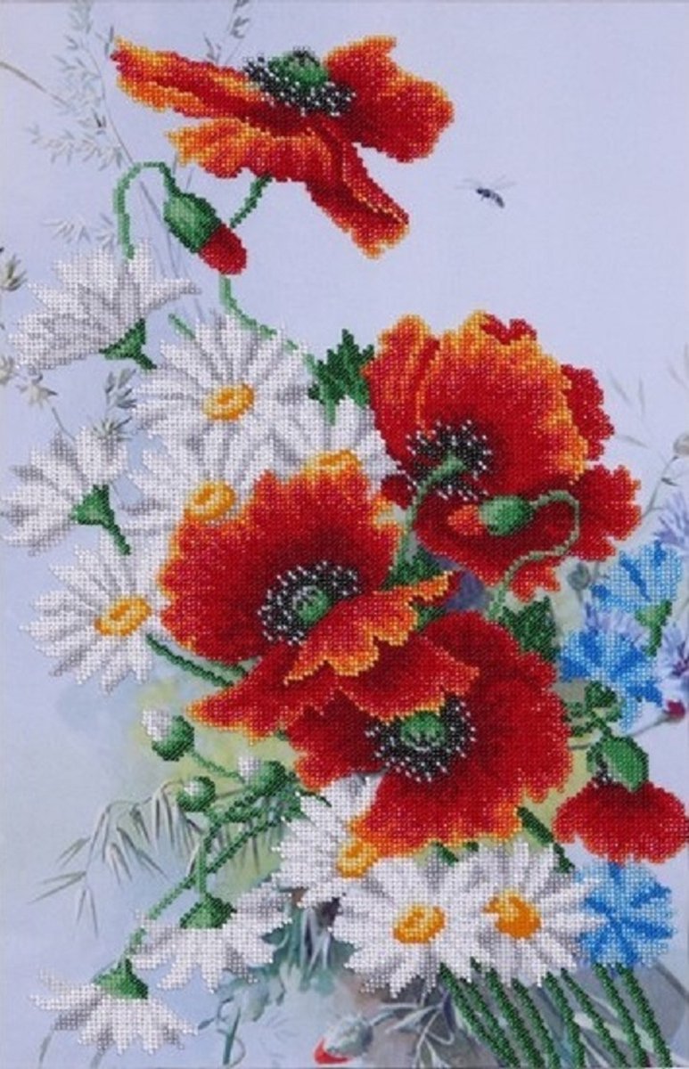 BORDUURPAKKET met parels - Summer Bouquet - Zomerboeket - 0410 - VDV - borduren met kralen