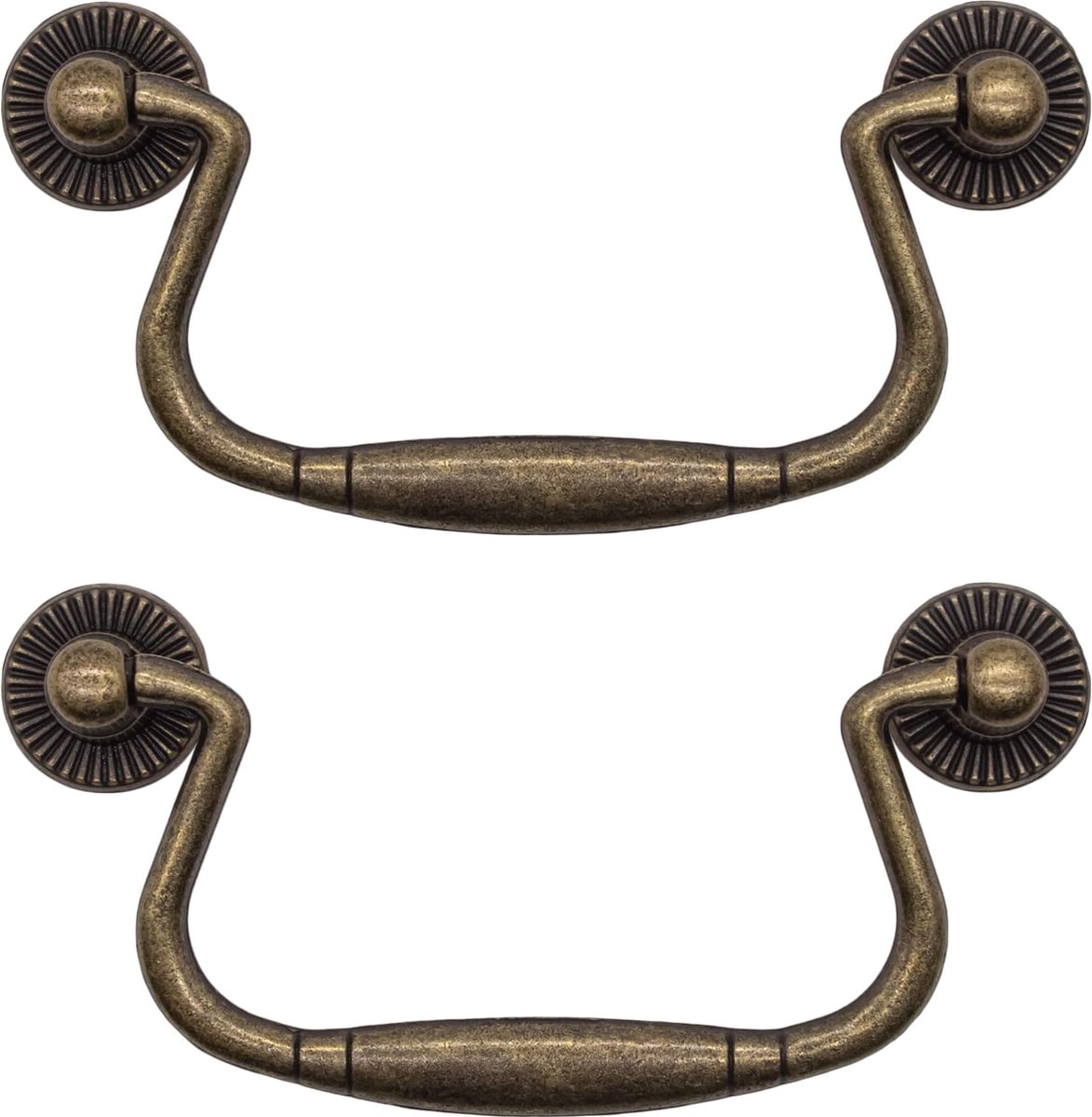 MGM Trading 2 antieke schuifladen beugelgrepen inklapbaar, brons ijzer ontwerp voor schuifdeuren kastdeuren commodes keukenbuffetten kistjes enz. Vintage Landhuis Retro, 99 x 50 mm, set van 2