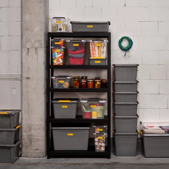 Boîtes De Rangement ORPLAST SolidStore – Lot De 6 – 40 Litres – 58x39x25 Cm – Avec Couvercle, Clips Et Roues – Gris