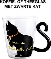 Glas met Kat en Staart - Zwart - 250 ML - Koffie of Thee Kop