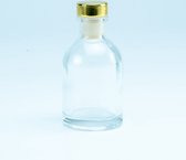 Luxe Flesje TRANSPARANT met GOUDEN dop - 6 Stuks - 50ml - Kan gebruikt worden als uitdeelcadeau of doopsuiker