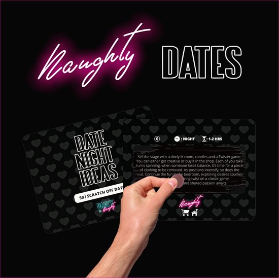 Party or Naughty - Date Night Ideas Scratch Off - Le jeu ultime pour votre soirée en amoureux | jeu de fête | jeu de relation | Valentin | phrase d'accroche | cadeau relationnel