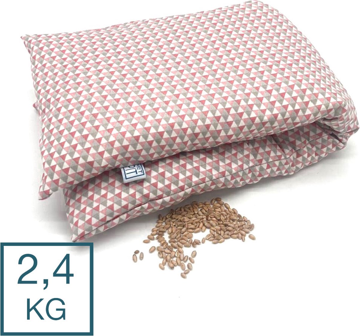 Goedkoopste Verzwaringskussen Met Pit! - 2 binnenzakken - 2,4 kg - Koud èn warm - Meisje - Roze driehoekje