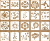 Bullet Journal Plastic Stencils - 20 stuks - Templates - Bloemen - Flowers - Planten - Plants - Vlinders - Roos - Zonnebloem - Rozen - Lotus - Mix - Sjablonen - 15 x 15 cm - Handlettering toolkit - Knutselen - Decoratie - Accessoires