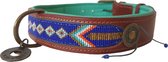 DWAM Stella Blue Halsband - Echt leder - XXL - Breedte: 4 cm - Nekomtrek: 56 - 65 cm (GELIEVE ALVORENS BESTELLEN OPMETEN)