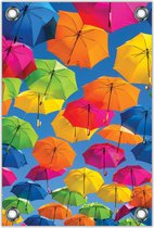 Tuinposter Gekleurde Paraplu’s 80x120cm- Foto op Tuinposter (wanddecoratie voor buiten en binnen)