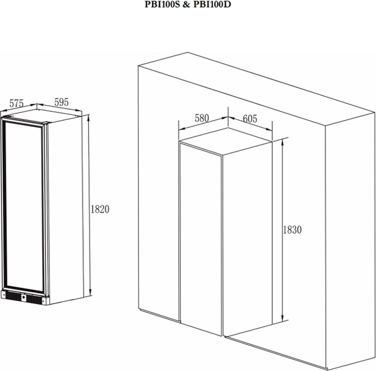Pevino PBI100S-HHBS Wijnkoelkast 54 flessen Zwart Mat Staal - afbeelding 3