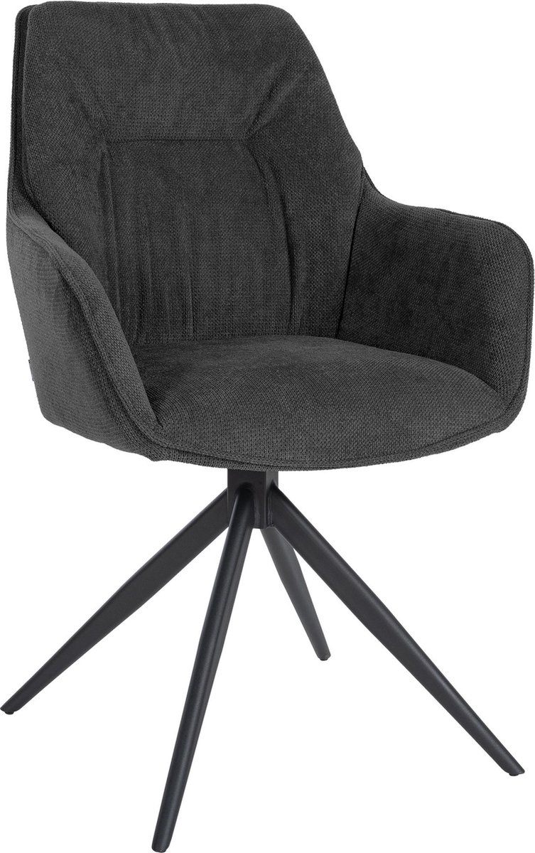 CLP Jules Eetkamerstoel - Draaibaar - Fauteuil - Met armleuning - Metaal frame - Stof - zwart