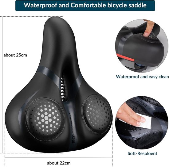 Cycloni® Ergonomisch Fietszadel met Gelpads en Uitsparing - Zwart/Rood - Unisex Comfort Zadel