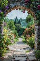 Pad tuinposter - Impressionisme poster - Tuinposter Doorkijk - Buiten decoratie - Tuinaccessoires - Tuin decoratie wanddecoratie tuinposter 40x60 cm