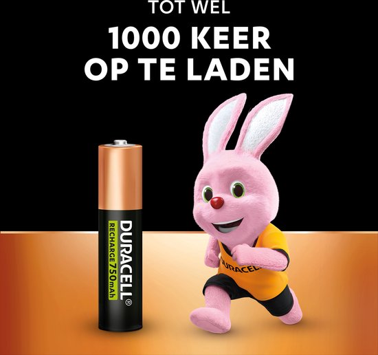 Duracell Oplaadbare AAA batterijen - 750 mAh NiMH - 4 stuks