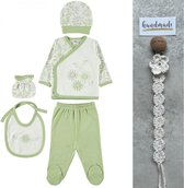Baby 5-delige newborn kledingset meisjes - Fopspeenkoord cadeau - Newborn set - Babykleding - Babyshower cadeau - Kraamcadeau