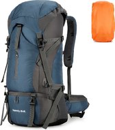 Avoir Avoir®-Hiking travel backpack met regenhoes- Nylon-Blauw-Rugzak- Tas- Camping -Reistas met Regenhoes - 70L Capaciteit